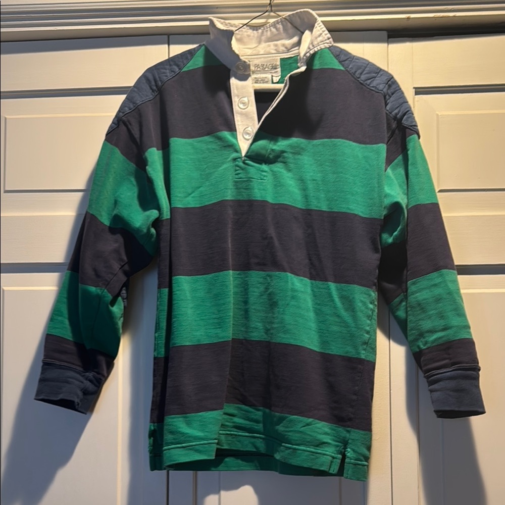 Vintage Striped Green and Blue  Rugby Shirt